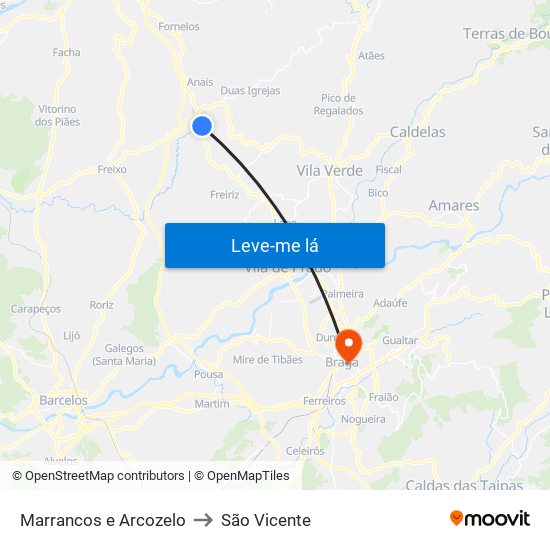 Marrancos e Arcozelo to São Vicente map