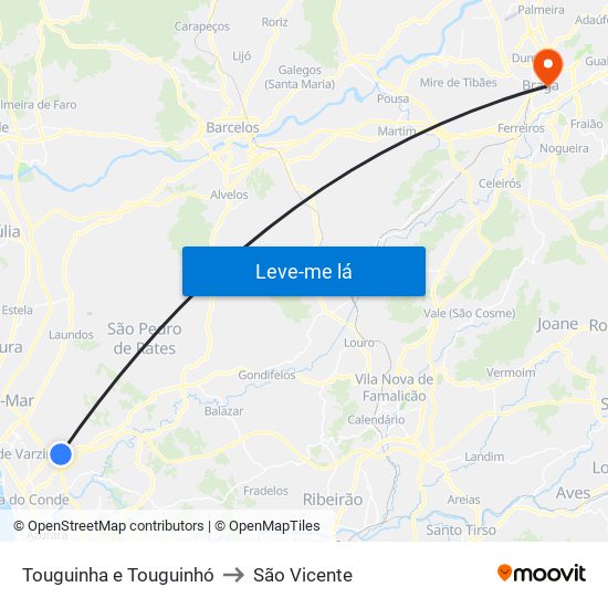 Touguinha e Touguinhó to São Vicente map