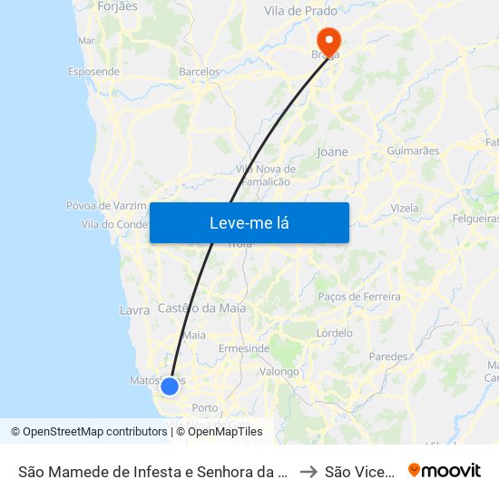 São Mamede de Infesta e Senhora da Hora to São Vicente map