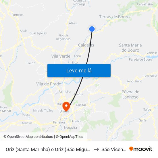 Oriz (Santa Marinha) e Oriz (São Miguel) to São Vicente map