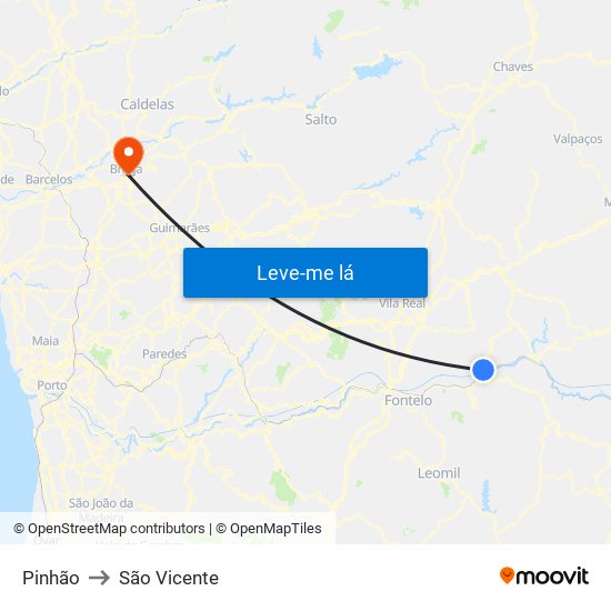 Pinhão to São Vicente map
