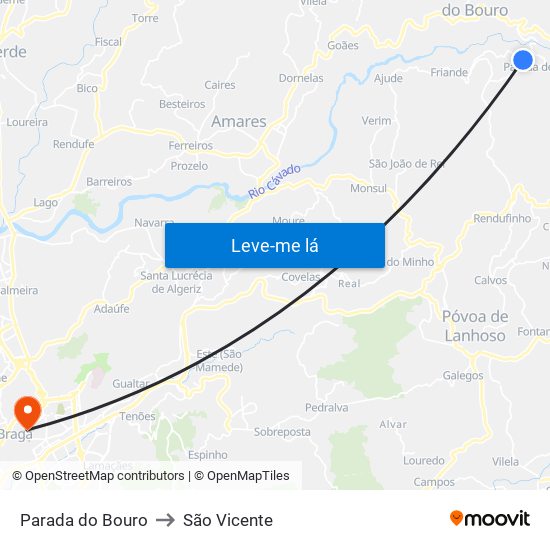 Parada do Bouro to São Vicente map