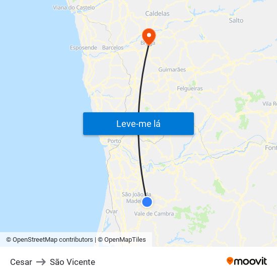Cesar to São Vicente map