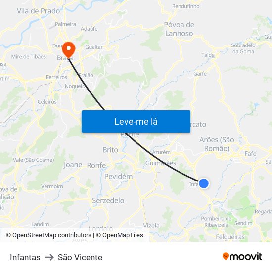 Infantas to São Vicente map