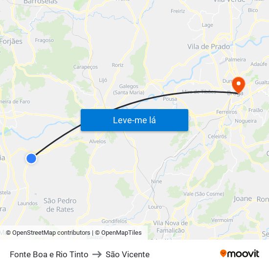 Fonte Boa e Rio Tinto to São Vicente map