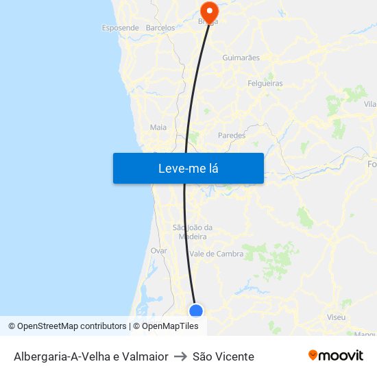 Albergaria-A-Velha e Valmaior to São Vicente map