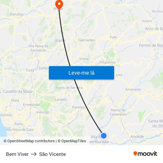 Bem Viver to São Vicente map