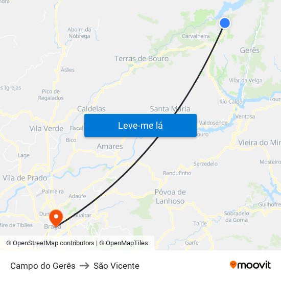 Campo do Gerês to São Vicente map
