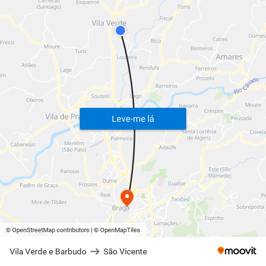 Vila Verde e Barbudo to São Vicente map