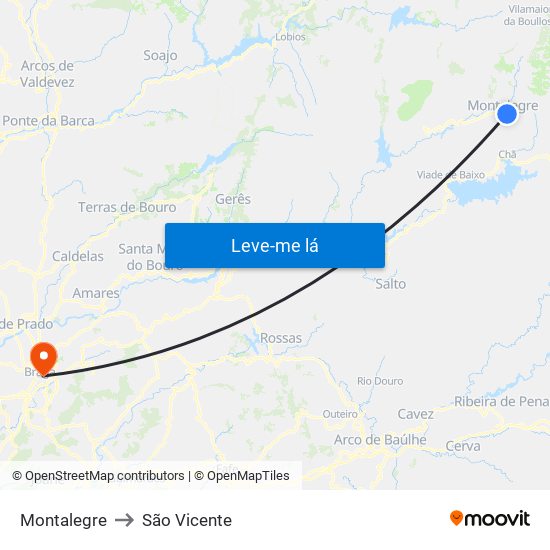 Montalegre to São Vicente map