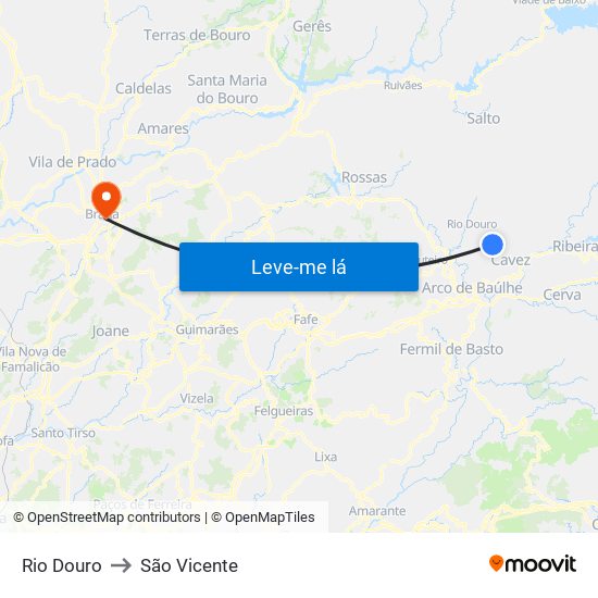 Rio Douro to São Vicente map