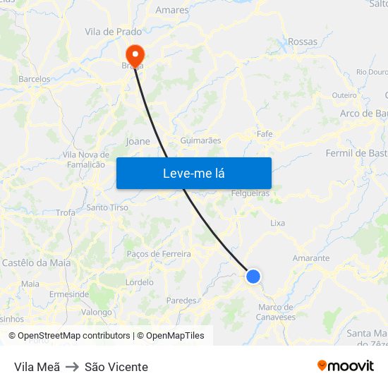 Vila Meã to São Vicente map