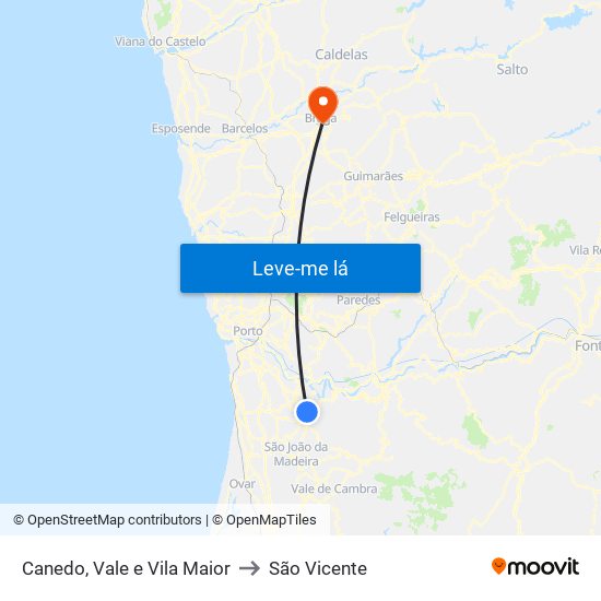 Canedo, Vale e Vila Maior to São Vicente map