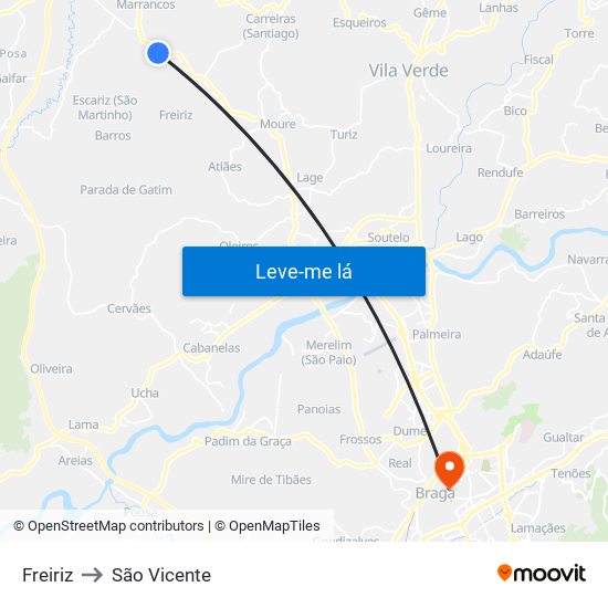 Freiriz to São Vicente map