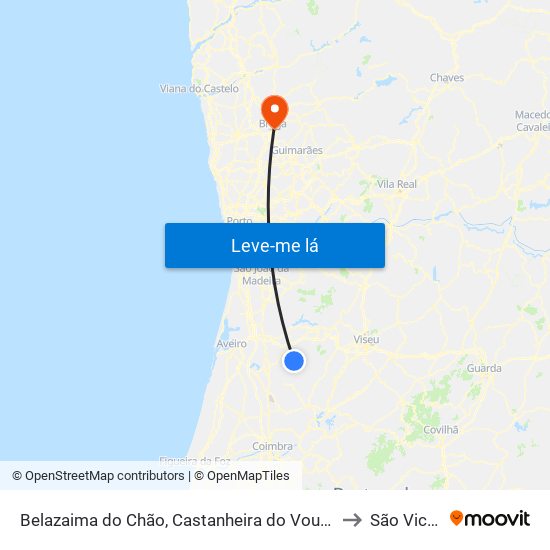 Belazaima do Chão, Castanheira do Vouga e Agadão to São Vicente map