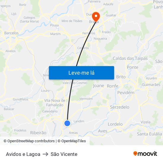 Avidos e Lagoa to São Vicente map