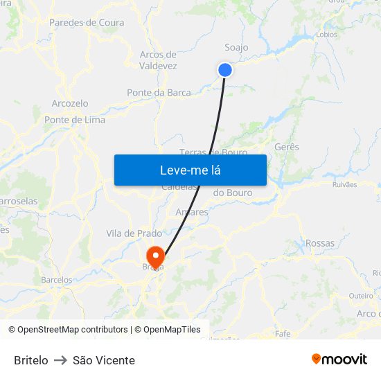 Britelo to São Vicente map