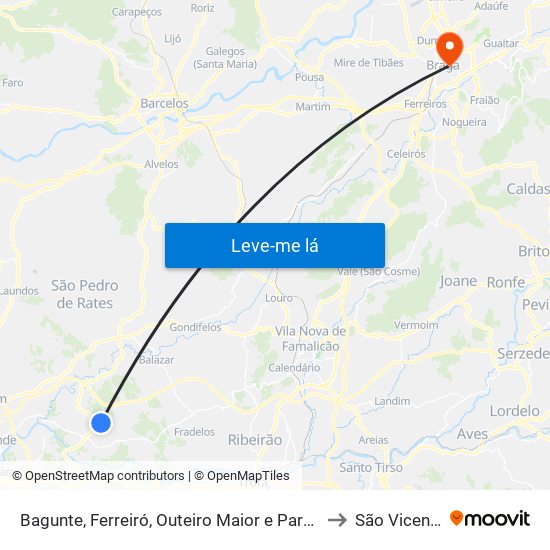 Bagunte, Ferreiró, Outeiro Maior e Parada to São Vicente map