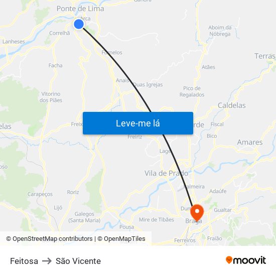 Feitosa to São Vicente map