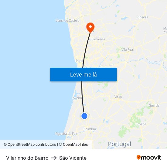 Vilarinho do Bairro to São Vicente map