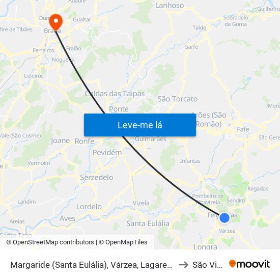 Margaride (Santa Eulália), Várzea, Lagares, Varziela e Moure to São Vicente map