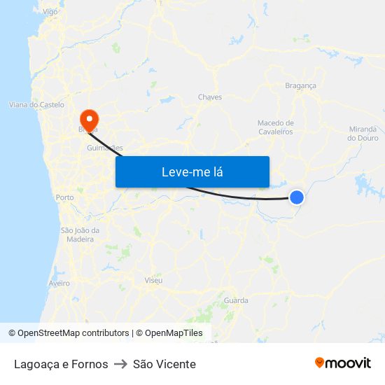 Lagoaça e Fornos to São Vicente map