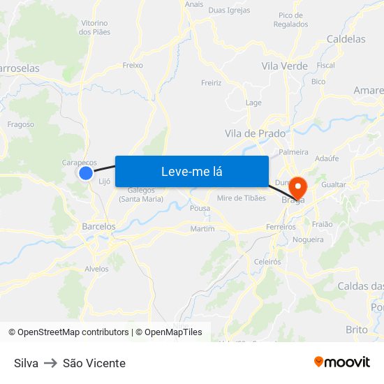 Silva to São Vicente map
