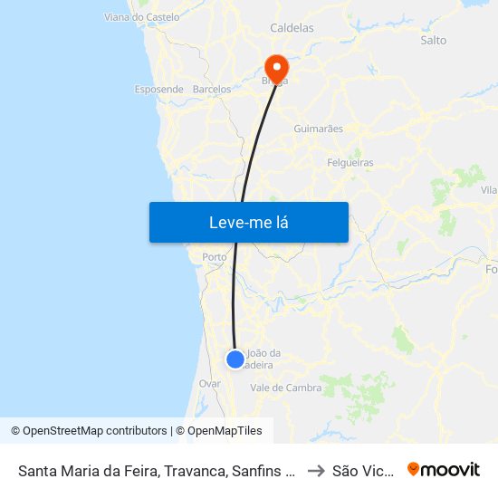 Santa Maria da Feira, Travanca, Sanfins e Espargo to São Vicente map