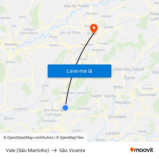 Vale (São Martinho) to São Vicente map