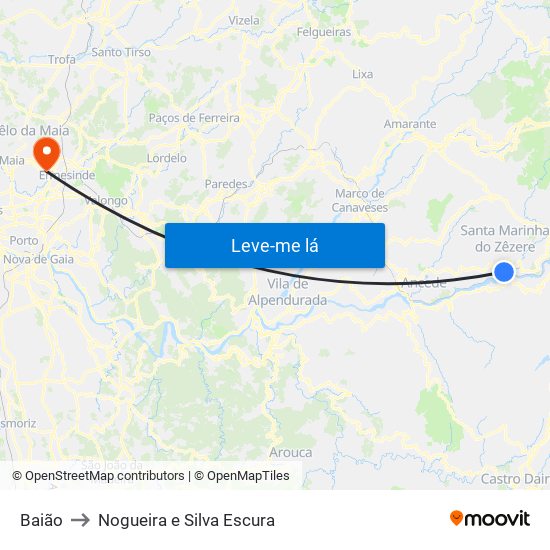 Baião to Nogueira e Silva Escura map