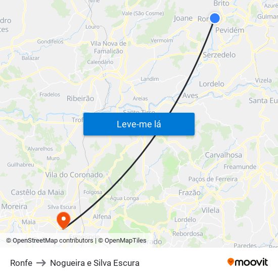 Ronfe to Nogueira e Silva Escura map