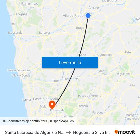 Santa Lucrécia de Algeriz e Navarra to Nogueira e Silva Escura map