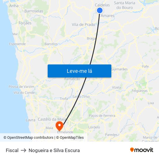 Fiscal to Nogueira e Silva Escura map