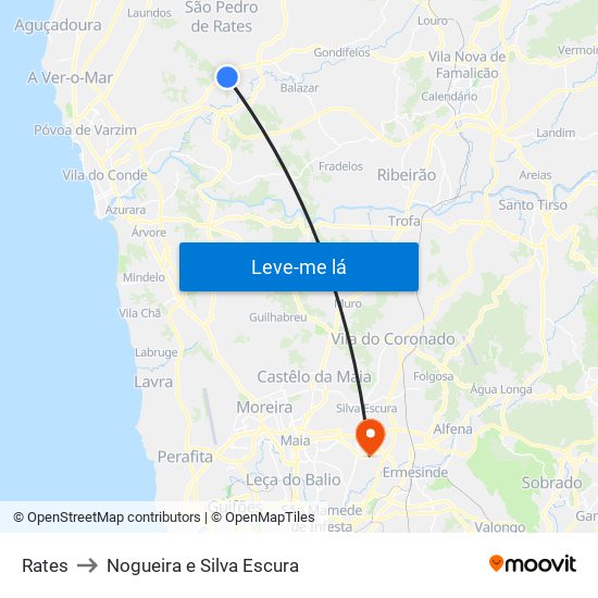 Rates to Nogueira e Silva Escura map