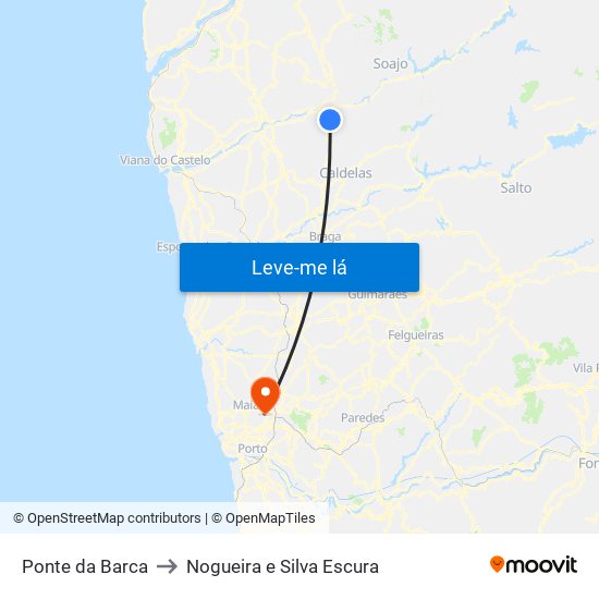 Ponte da Barca to Nogueira e Silva Escura map