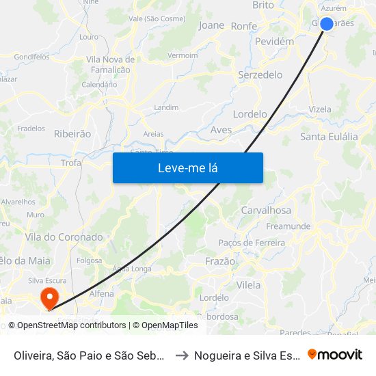 Oliveira, São Paio e São Sebastião to Nogueira e Silva Escura map