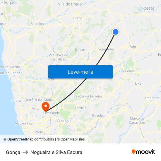 Gonça to Nogueira e Silva Escura map