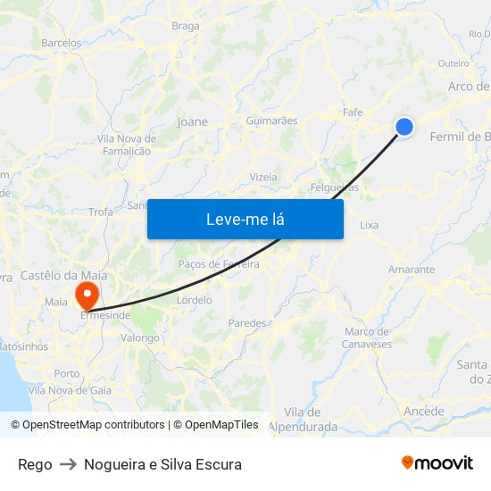 Rego to Nogueira e Silva Escura map