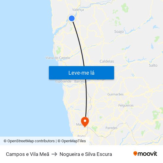 Campos e Vila Meã to Nogueira e Silva Escura map