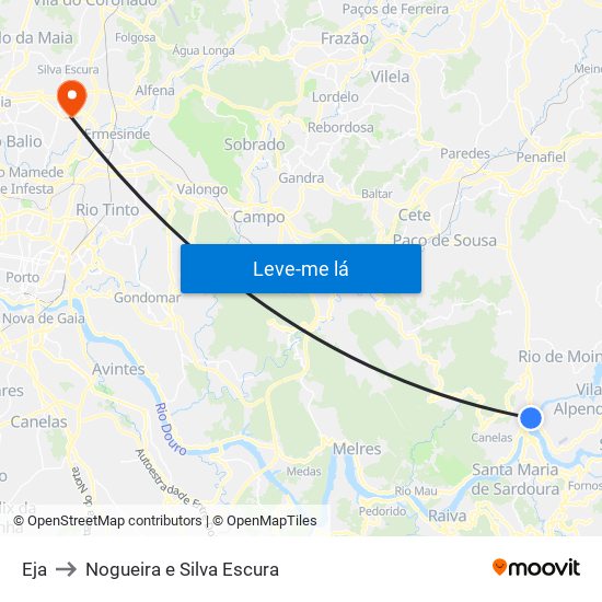 Eja to Nogueira e Silva Escura map