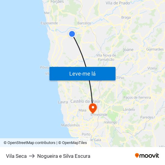 Vila Seca to Nogueira e Silva Escura map