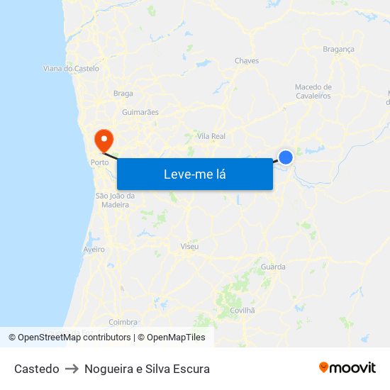 Castedo to Nogueira e Silva Escura map