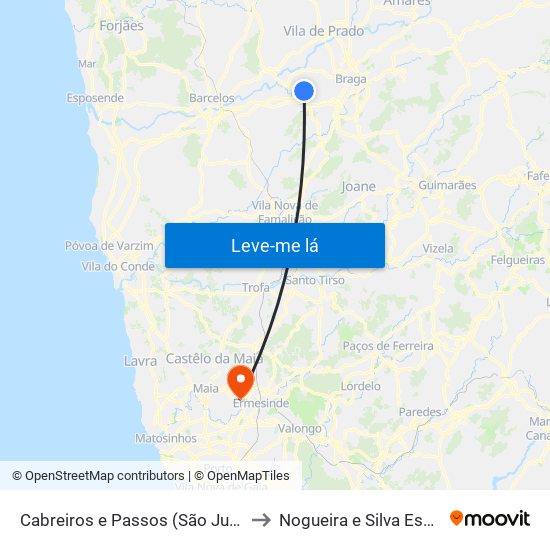 Cabreiros e Passos (São Julião) to Nogueira e Silva Escura map