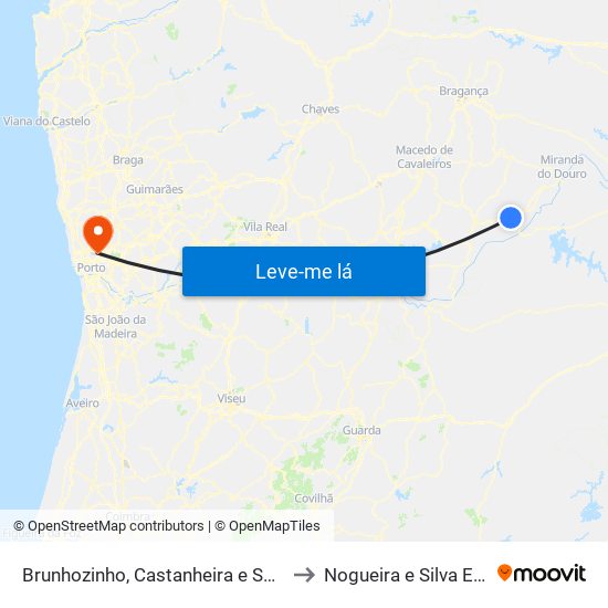 Brunhozinho, Castanheira e Sanhoane to Nogueira e Silva Escura map