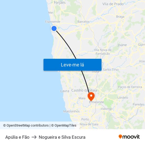 Apúlia e Fão to Nogueira e Silva Escura map