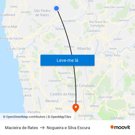 Macieira de Rates to Nogueira e Silva Escura map