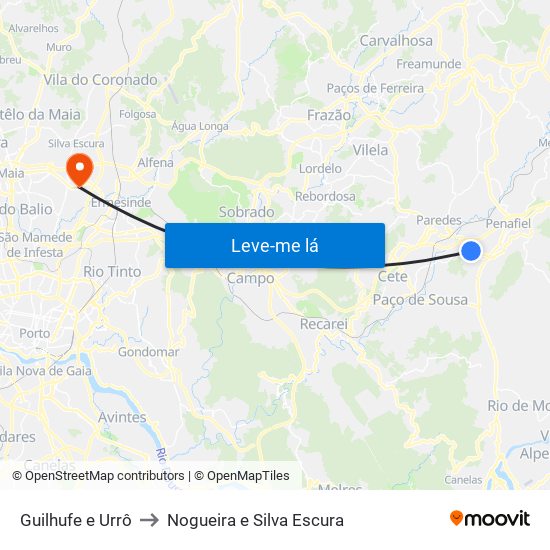 Guilhufe e Urrô to Nogueira e Silva Escura map