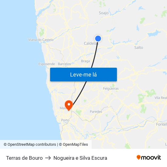 Terras de Bouro to Nogueira e Silva Escura map