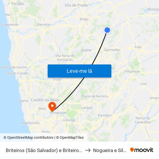 Briteiros (São Salvador) e Briteiros (Santa Leocádia) to Nogueira e Silva Escura map