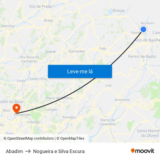 Abadim to Nogueira e Silva Escura map